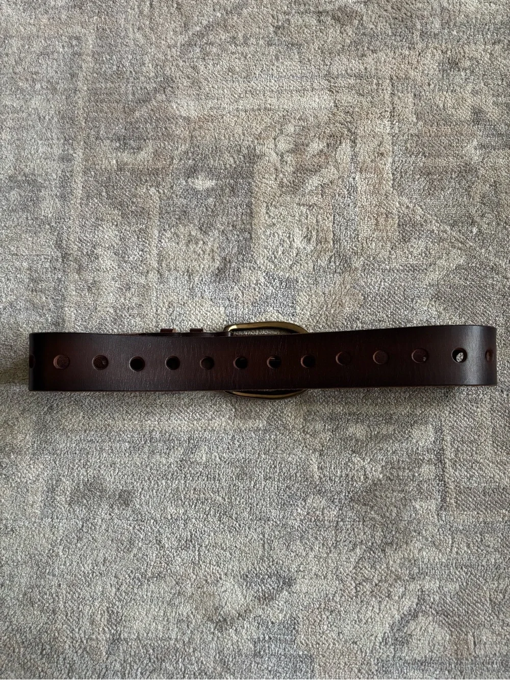 Linea Pelle Dark Brown Leather Belt with Brass Buckle (Wide Width)